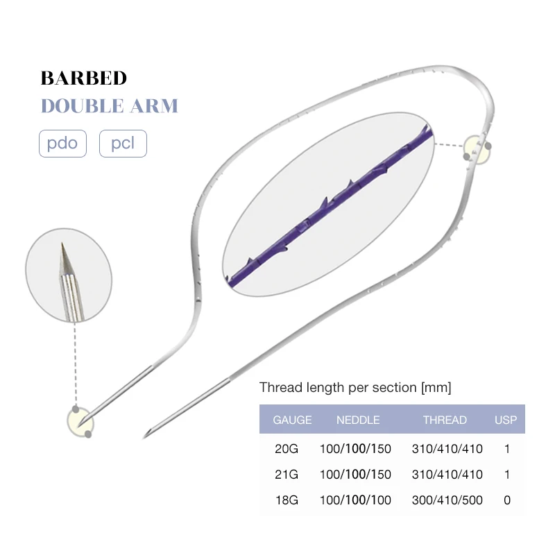 Beautlift Facial Wire PDO Cog Thread Lift PCL Double Long COG Barb