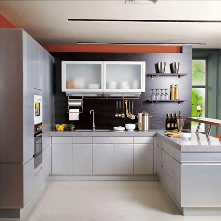 Simple Magic Corner Storage 304 Colored Stainless Steel Kitchen Cabinet with Shelves