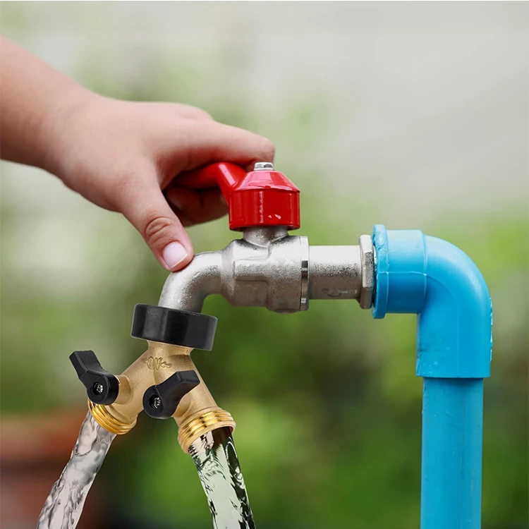 Garden Hose Splitter 2 Way Heavy Duty Connector Brass Garden Hose Adapter  Y shaped hose connector