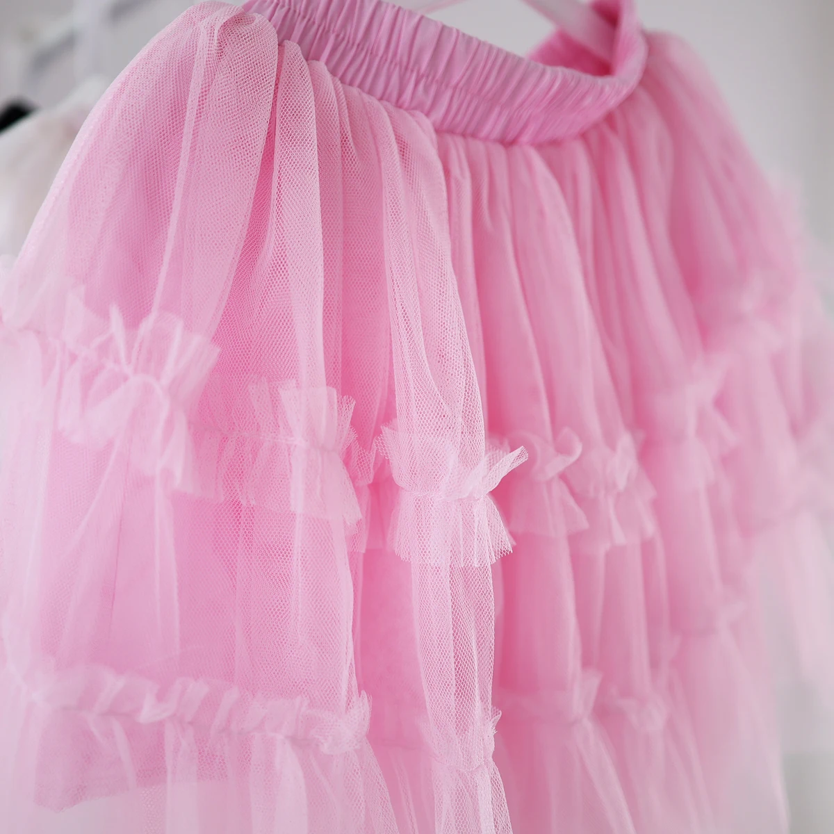 Kids Tiered Tutu Children Ruffle Layer Skirt Lining Cotton Kids Tulle Pleated Skirts for Girls Toddler Black White Tutu Skirt