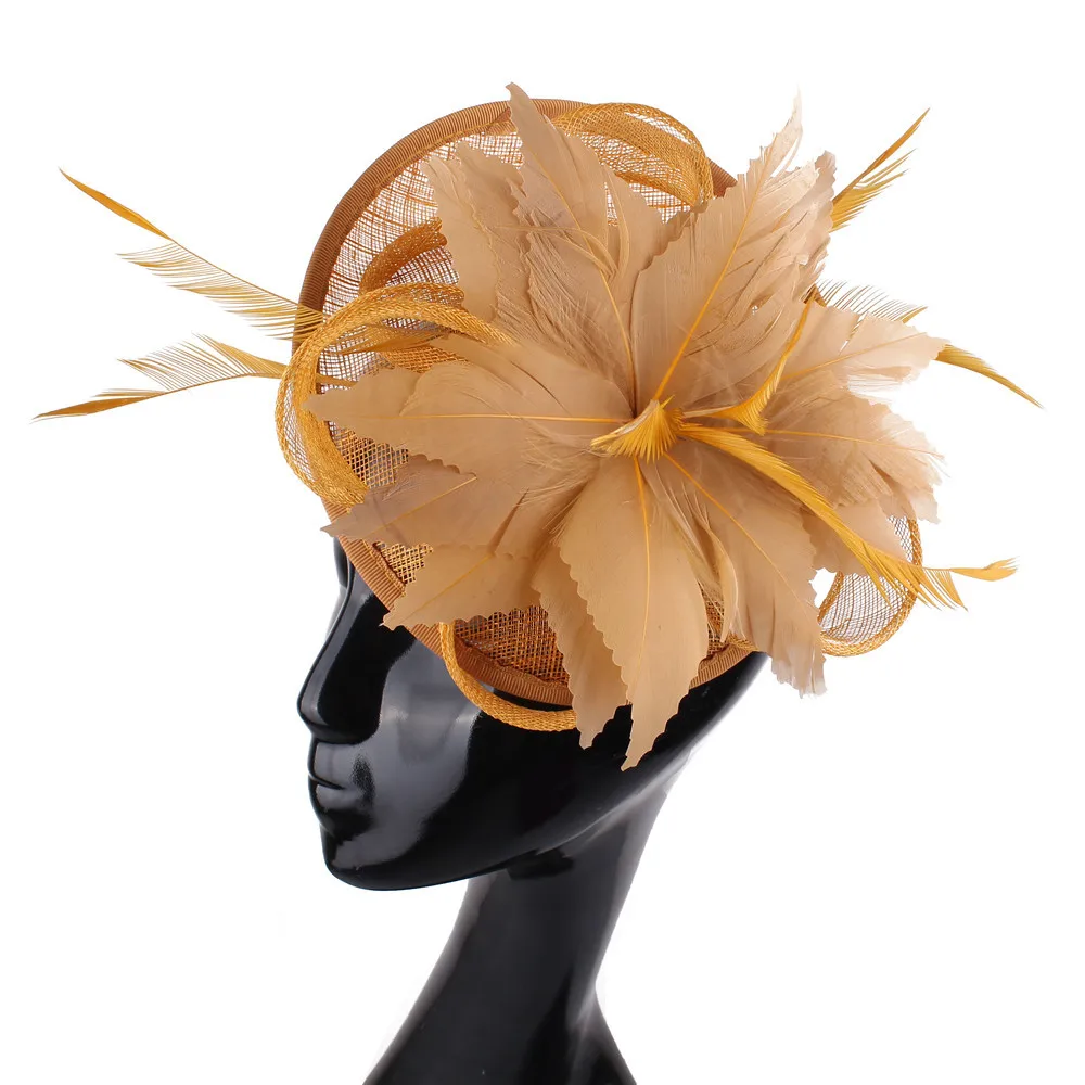 Custom helm feather fascinator hats for ladies Hat Fascinator Hair for Kentucky Derby Party Wedding formal hat