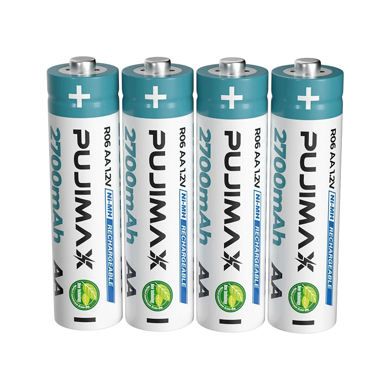 PUJIMAX Universal Battery Charger And AA Battery 4PCS 2700mAh 1.2V Ni-MH Rechargeable Pack For Wireless Mouse KTV Speaker