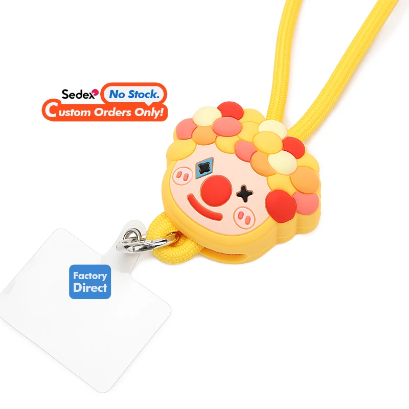 Custom Personalized 3D Shape Cute Silicon Toy Straps  Pvc Card Silicone Teacher Lanyard Rope Silicone Cell Phone Lanyard Strap