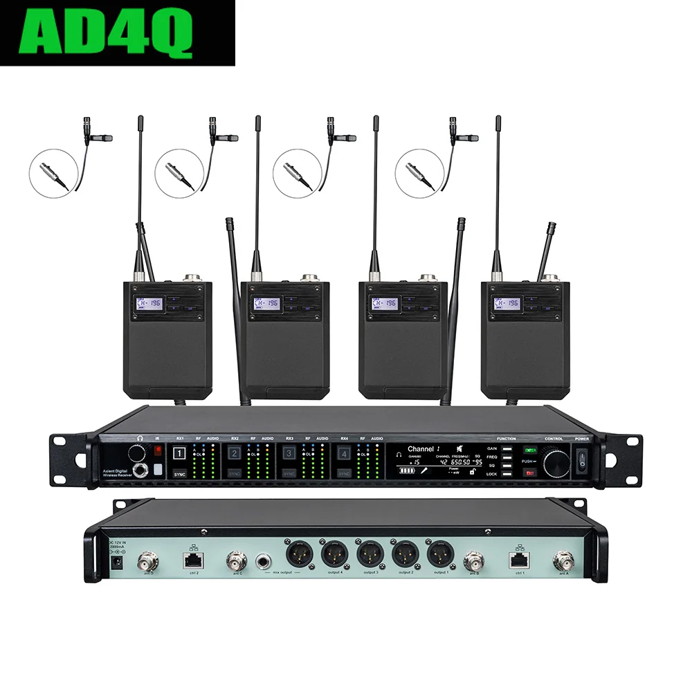 AD4Q Professional Wireless Microphone 8 Channel UHF 470-940mhz Studio Microphone For Shure Microphones