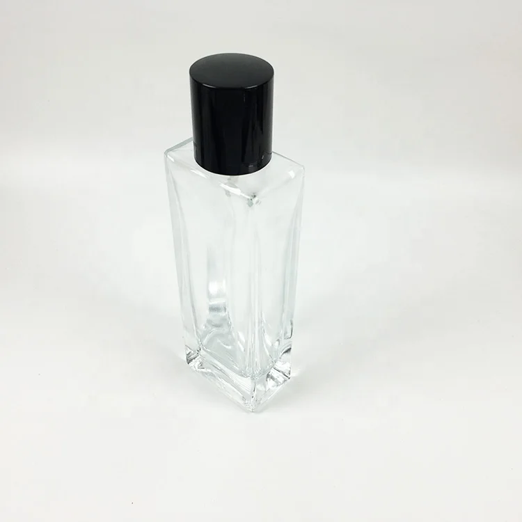 hot sale clear thin rectangle perfume bottle empty 50 ml wholesale dubai with black cap