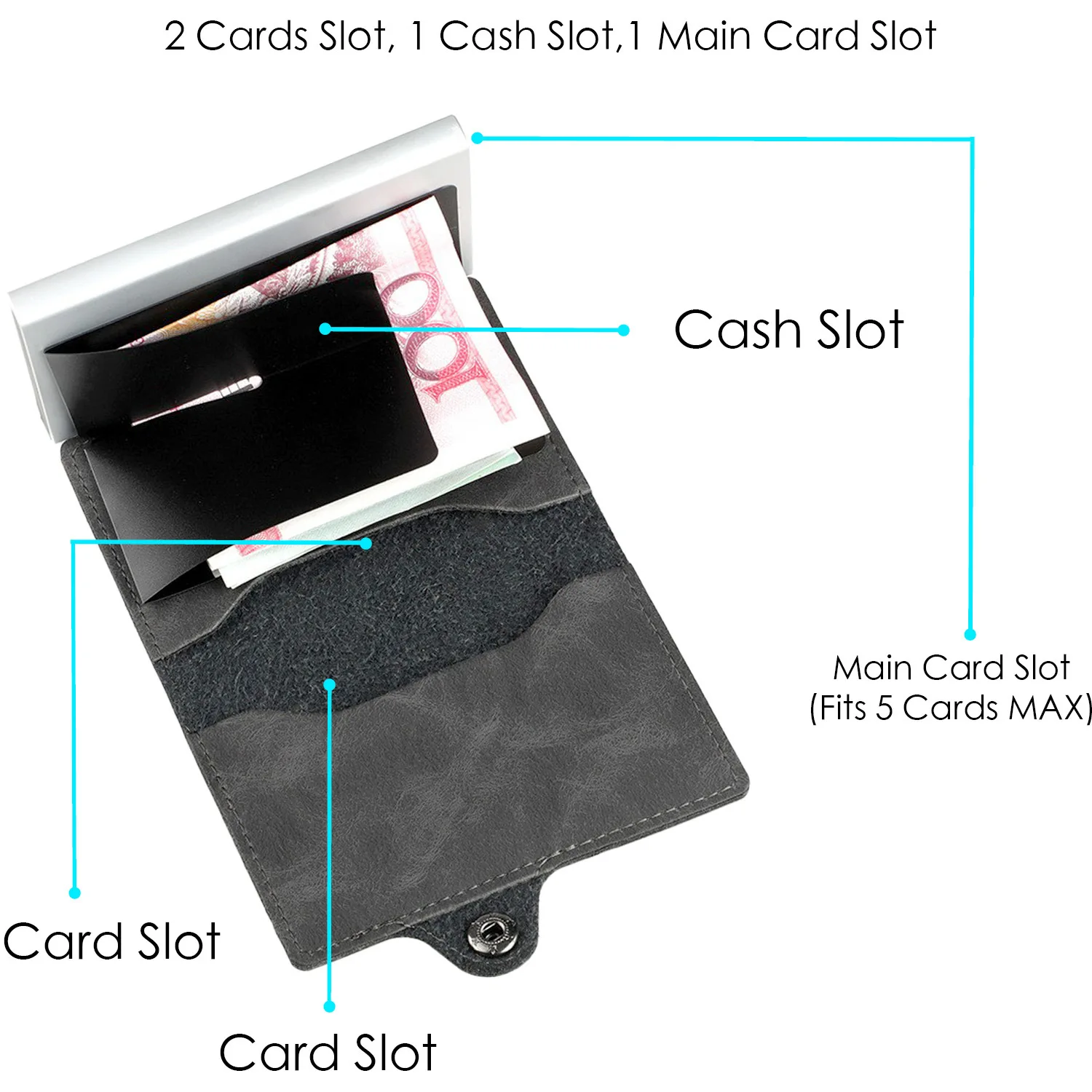 Factory Wholesale Custom Logo Business Credit Cards Holder Box Pop Up Money Pocket Wallet With Rfid Blocking For Men Women