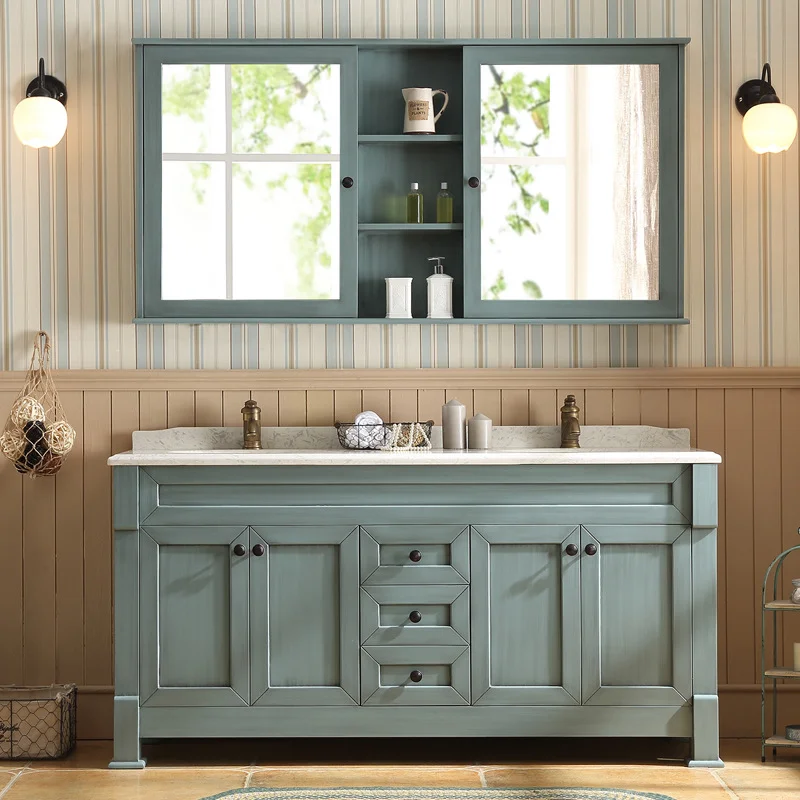 Floor standing mdf bathroom vanity for hotel bathroom with waterproof mirror cabinet and wash basin