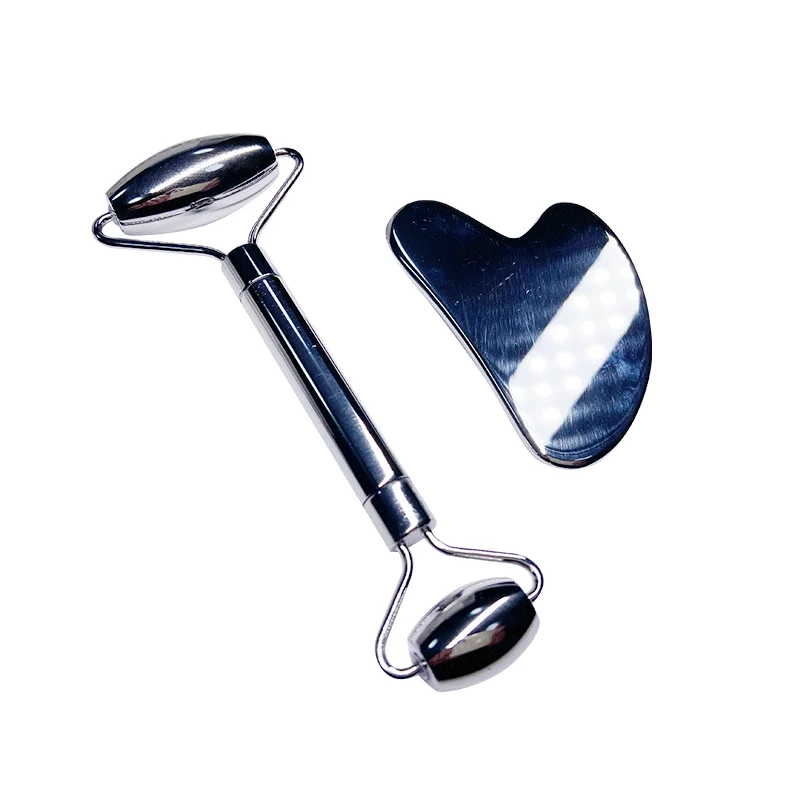 New Design Metal Facial Massager Silver Gua Sha Scraping Ice Stainless Steel Face Roller