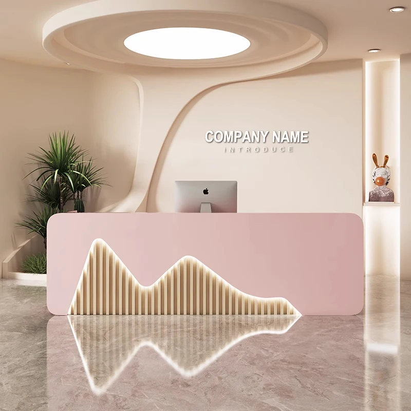 QTZ04 Modern Office Furniture Custom Logo Shape Size Hotel Dental Clinic Reception Counter Office Reception Desk Shop Store Gym