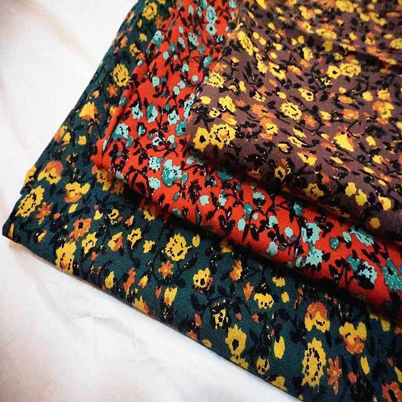 Digital printing abstract pattern on 95%cotton 5%linen woven fabric for dress