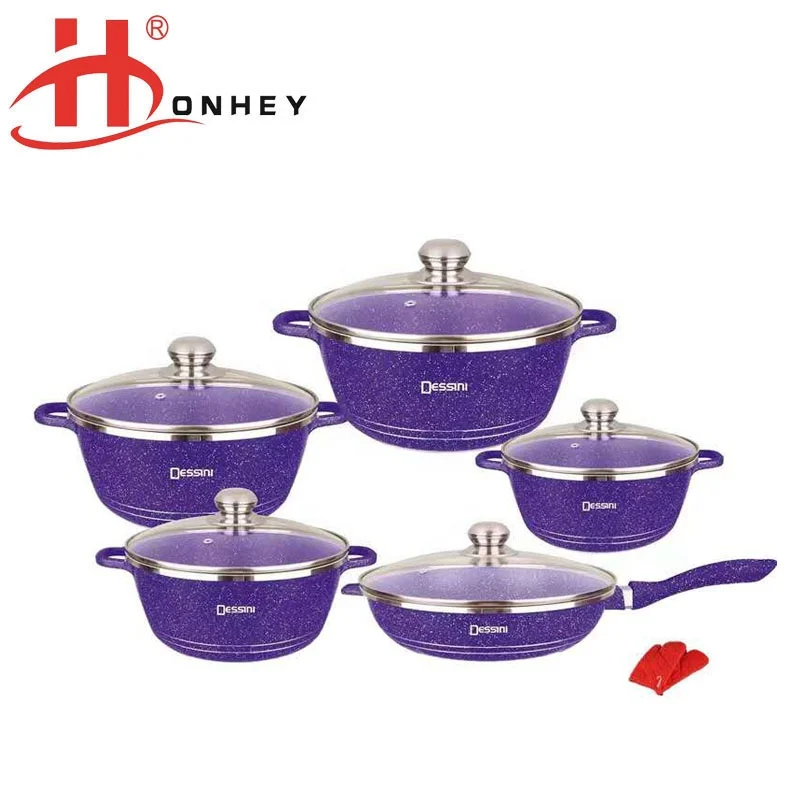 new colorfully non stick aluminum cookware set with glass lid light smoke and less oil for family/kitchen/restaurant