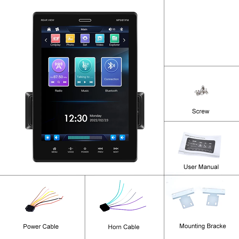 Android Auto Car Stereo Radio 9.5' Vertical Screen Car Radio For Tesla Style D-Play MP5 Car Player BT FM TF USB