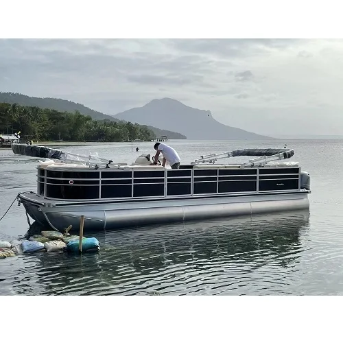 7.6m aluminum pontoon boat with sundeck and sofa for sale