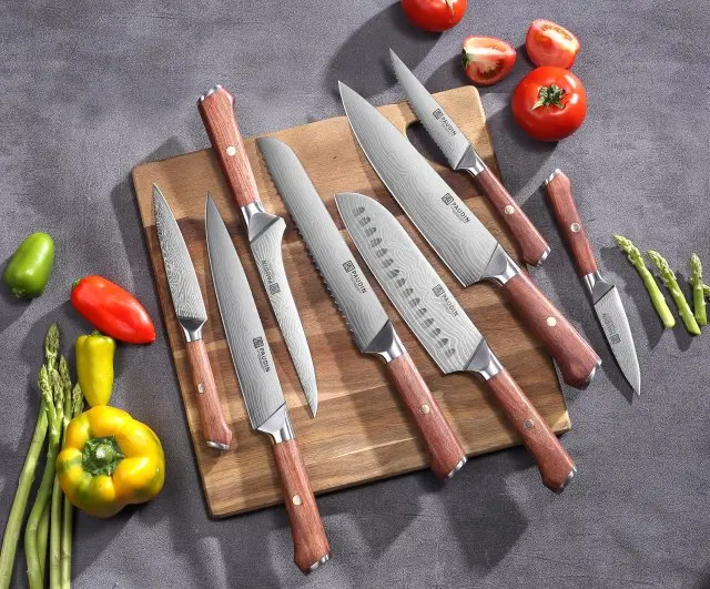 4.5 Inch Serrated Edge German Steel Razor Sharp Steak Knives With Rose Wood Handle For Restaurant Kitchen Knife