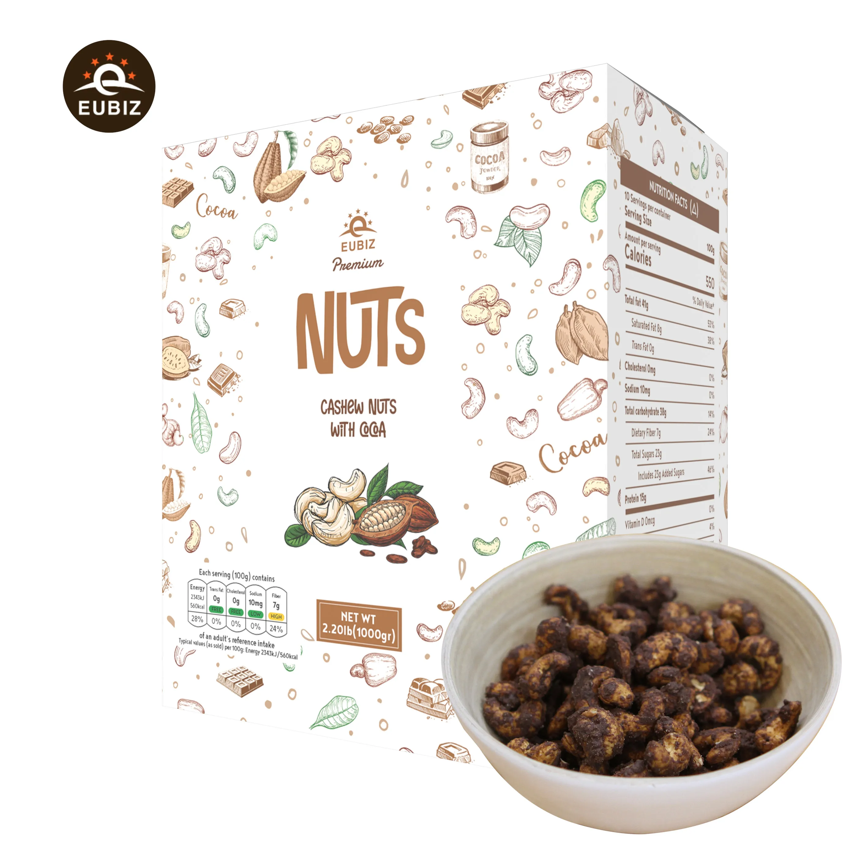 EUBIZ-орехи кешью-Аромат: какао (какао)-коробка (пластик) 1000 г (35,3 унции)-сделано во Вьетнаме-продукты Diseaes, связанные с сердцем