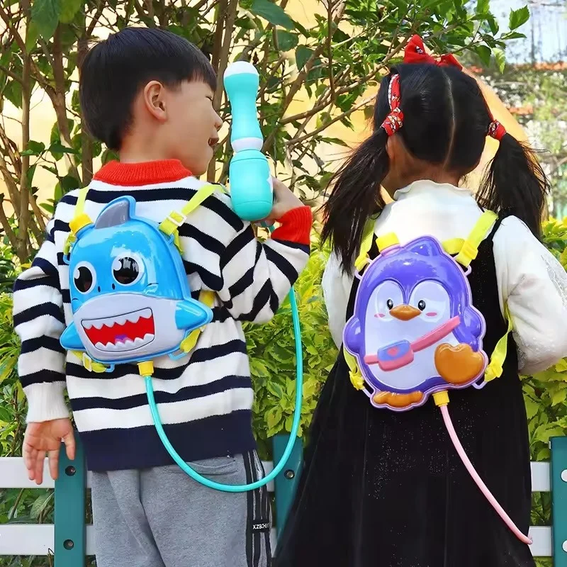 Wholesale Cute Cartoon Design Kid Backpack Water Gun Dinosaur Squirt Water Gun Summer Toy For Beach Pool