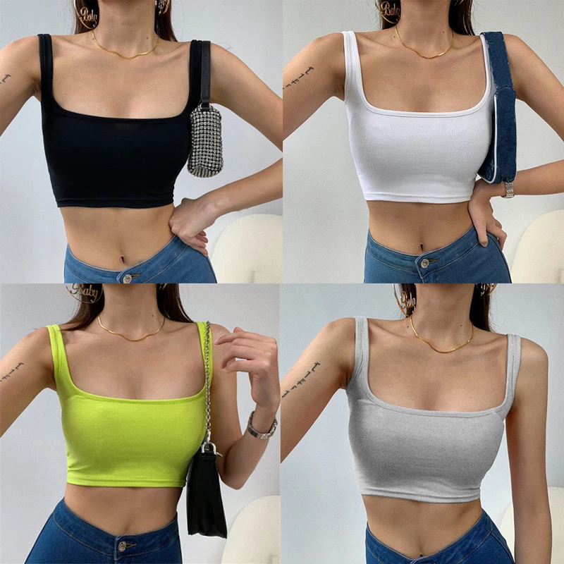 Newly design whosale braless tank top shirts with two strings cotton tank top for women