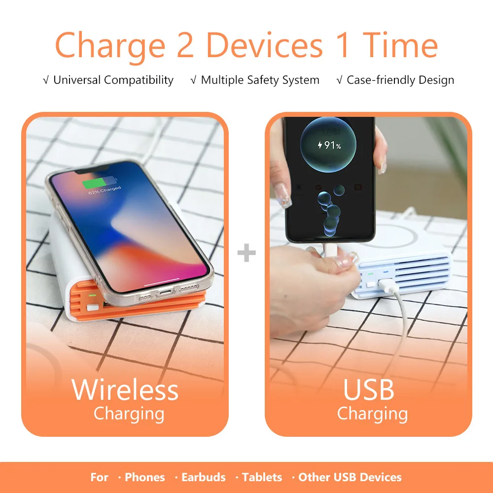 Mini 15W USB Wireless Fast Charger 3 In 1 Small Room Office Hotel Desktop Anion Generator Air Purifier