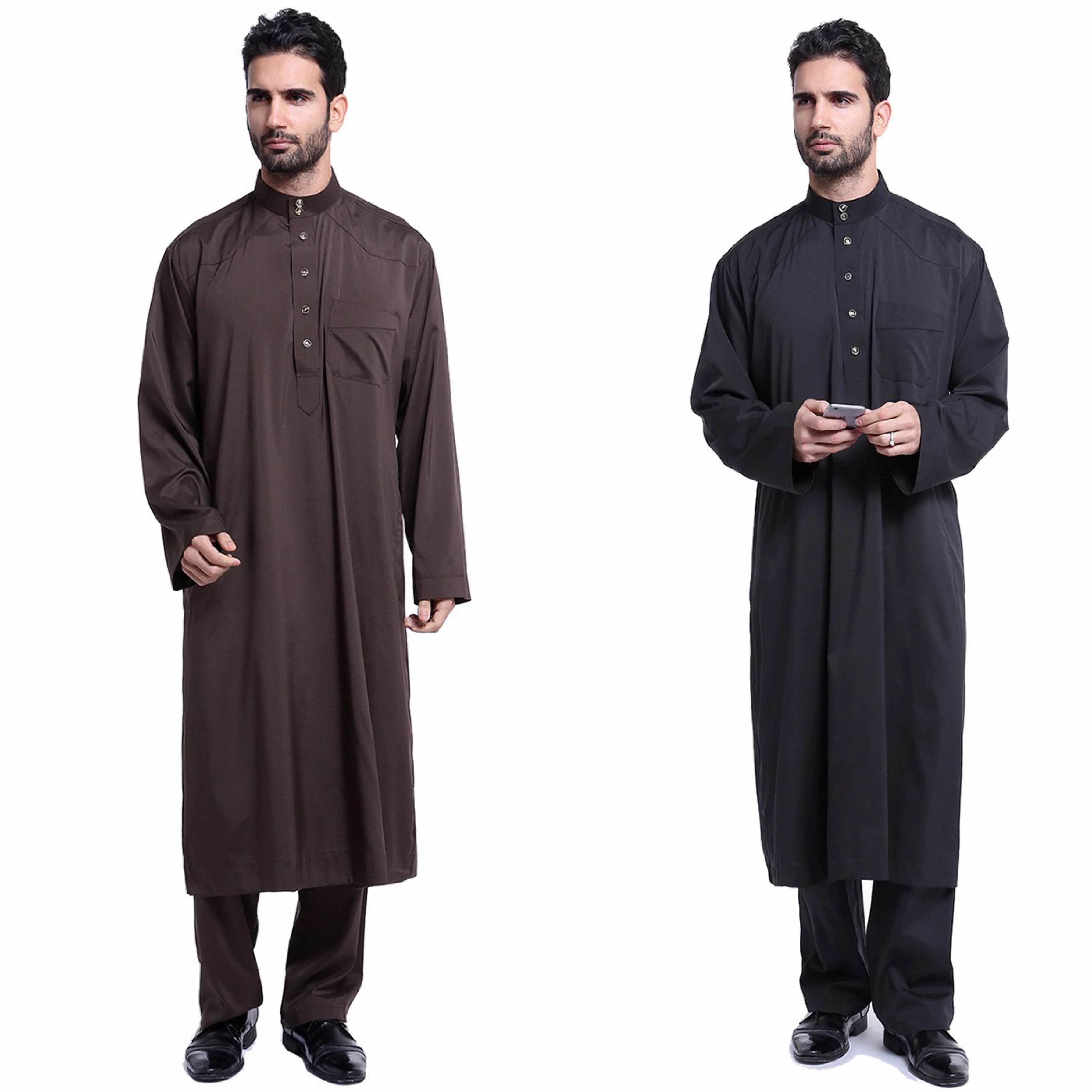 Newest Dubai Abaya Turkey Men Thobe Islamic Saudi Man Clothing Long Sleeve Men Muslim Robe Muslim