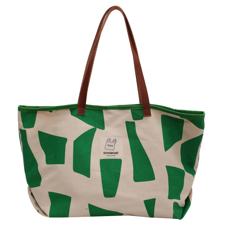 New Style Canvas Plaid Tote Bag Large Capacity Cotton Shopping Bag Message Bag