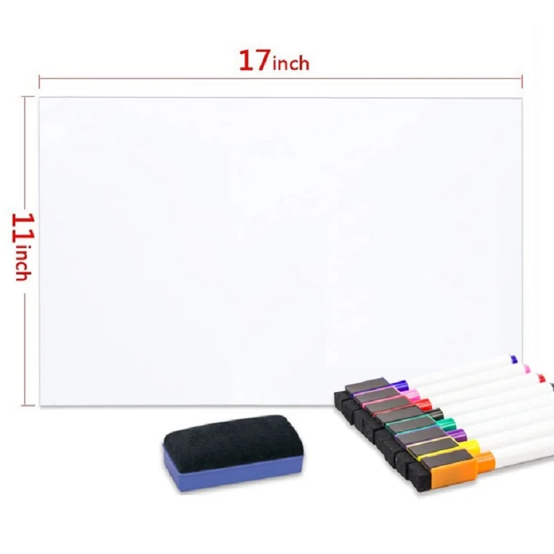 Custom Size Dry Erase Magnetic Calendar Fridge Magnet Board for Refrigerator Erasable Magnetic Weekly Planner Whiteboard