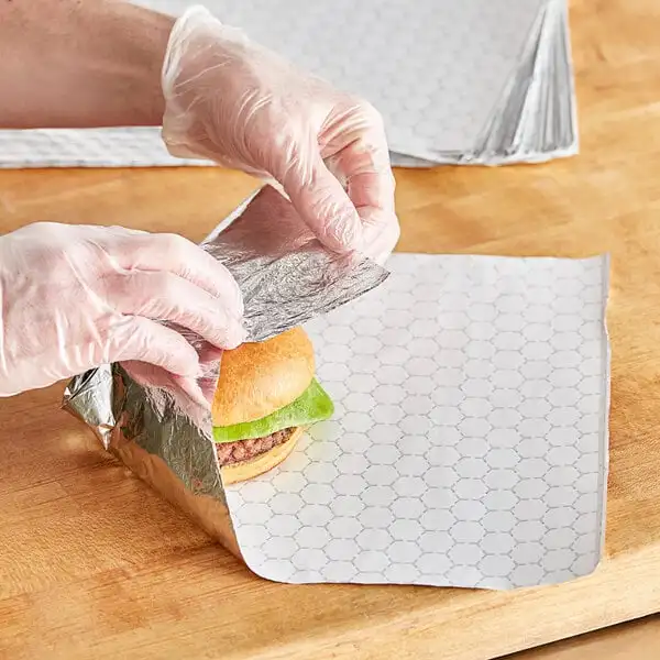 wholesale  factory silver  foil paper  insulated foil sheet paper for hamburger