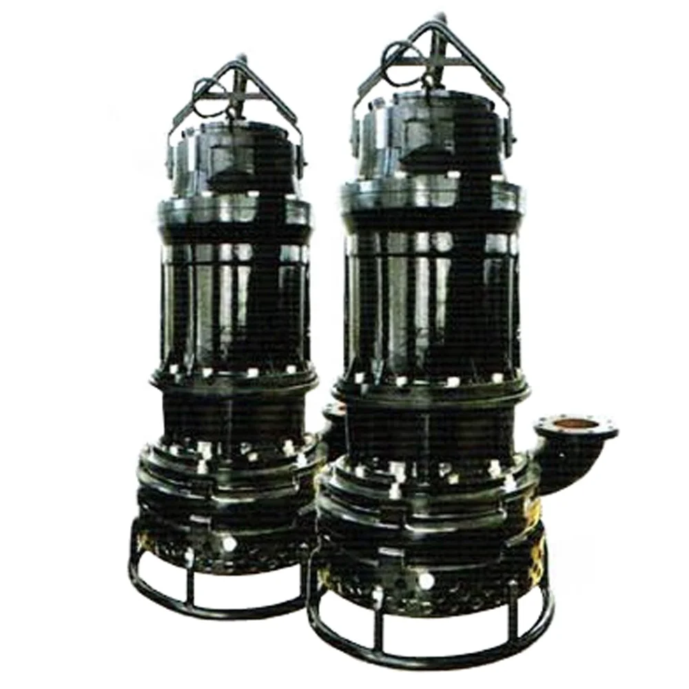 Heavy brand submersible dredge pumps at work with excavators coupled to the agitator
