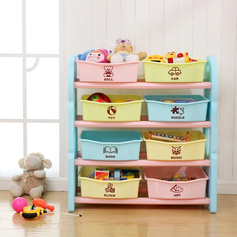 Movable Baby Corner Cupboard Rack Drawer Toys Storage Children Cabinets Kids Toys Cabinet Custom Plastic PE School Wood Ningbo