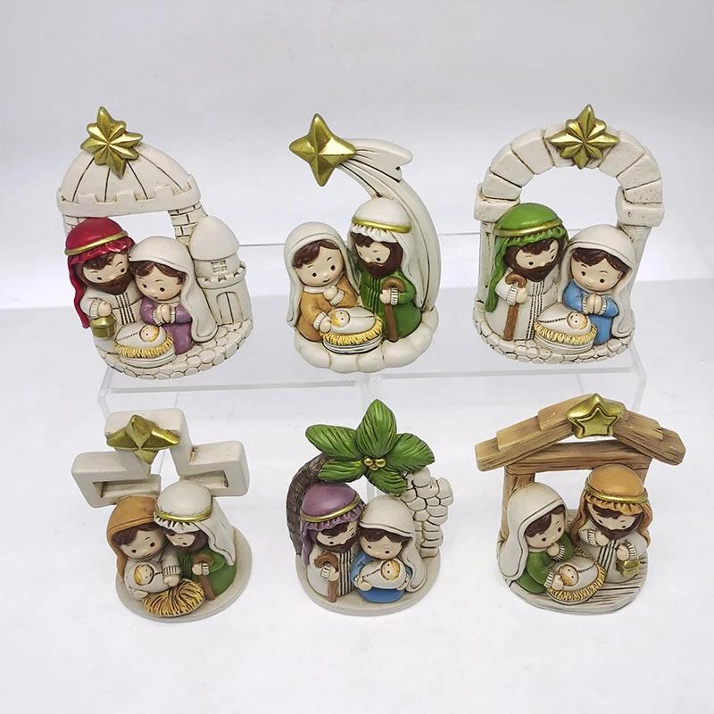 Creative Religious Souvenirs Home Decoration Horse Trough Set Ornaments Religious Birth Decoration Resin Crafts