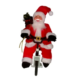 Santa Claus Sitting on Tricycle with Warm christmas ornament toys