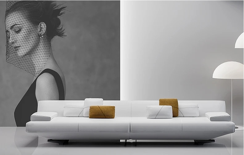 Leather sofa head layer cowhine modern simple light luxury leather art three-person office sofa set