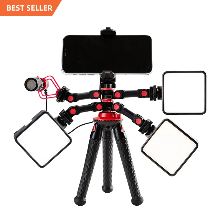 OEM Selfie Lighting Smartphone Vlog Kit Light Live Streaming Microphone Video Tripod Vlogging Kit