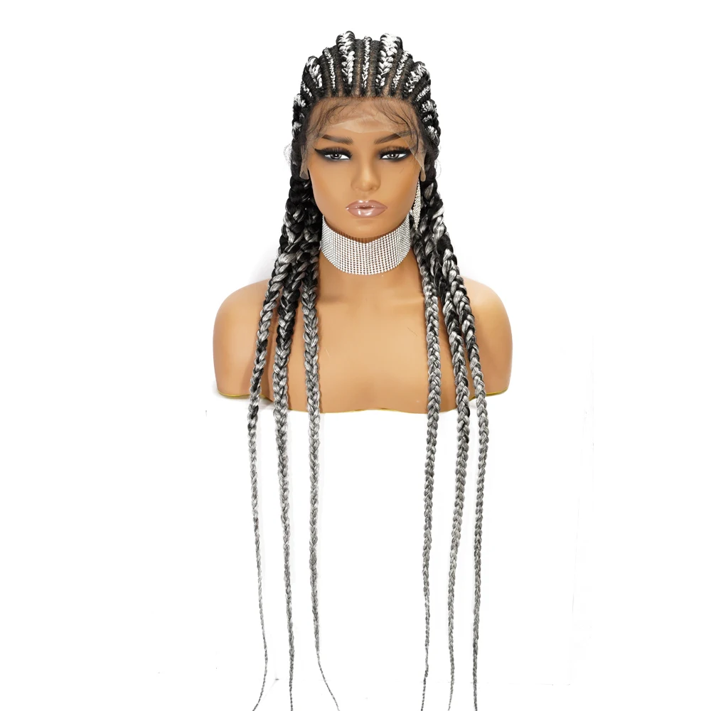 perruque tresses Synthetic Full Lace Knotless Box Braided Wigs 360 Lace Full Braid Wigs With Baby Hair for Black Women