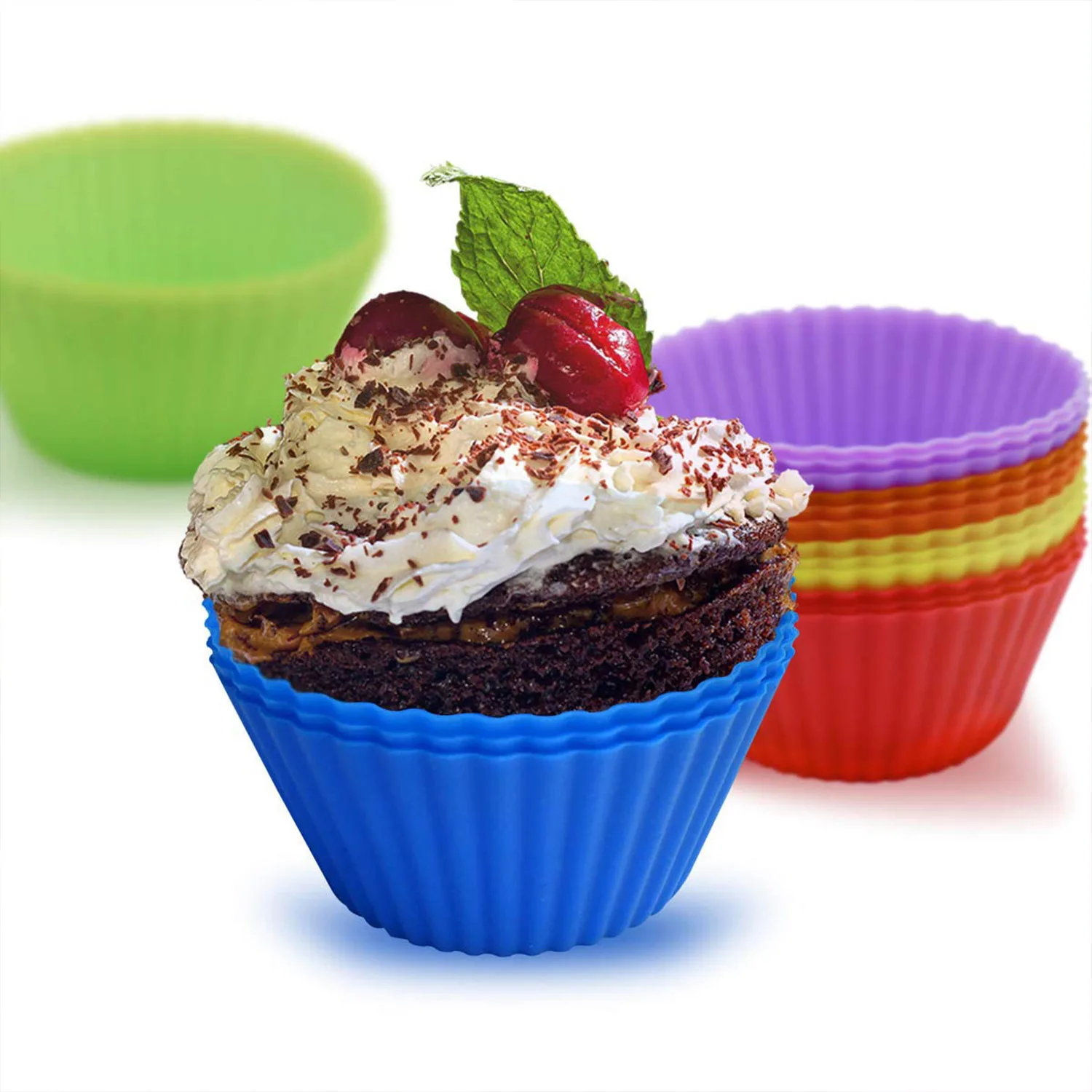 BPA free silicone  non-stick cupcake liners 24 cake cups baking muffin cup mold