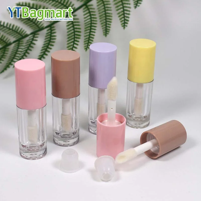 5ml Custom Square Empty Square Lip Gloss Tubes With Pink Lipgloss Brush