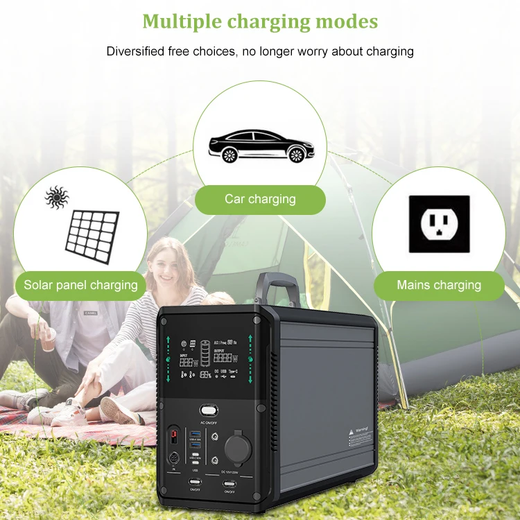 Portable Power Station With USB Type C DC AC Output 1500W Lithium Ion Battery 1380Wh Emergency Support Camping Home