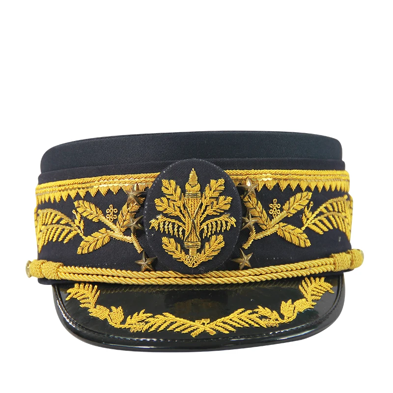 New high-quality black wool officer visor solid color military police cap role play show movie props