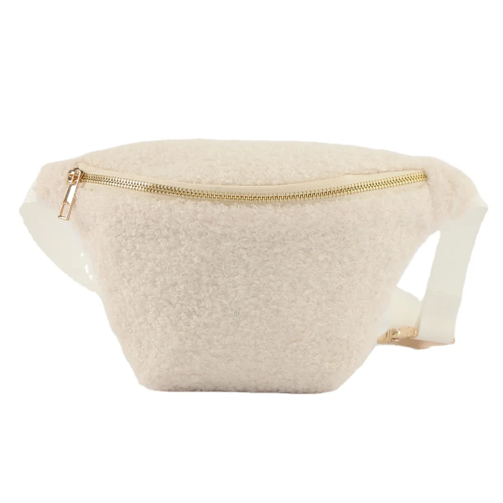 New Fashion Design Ladies Pink Cute Plush Fancy Straps Purse Sports Belt Bag Waist Bag Shoulder Bags Teddy Fanny Pack