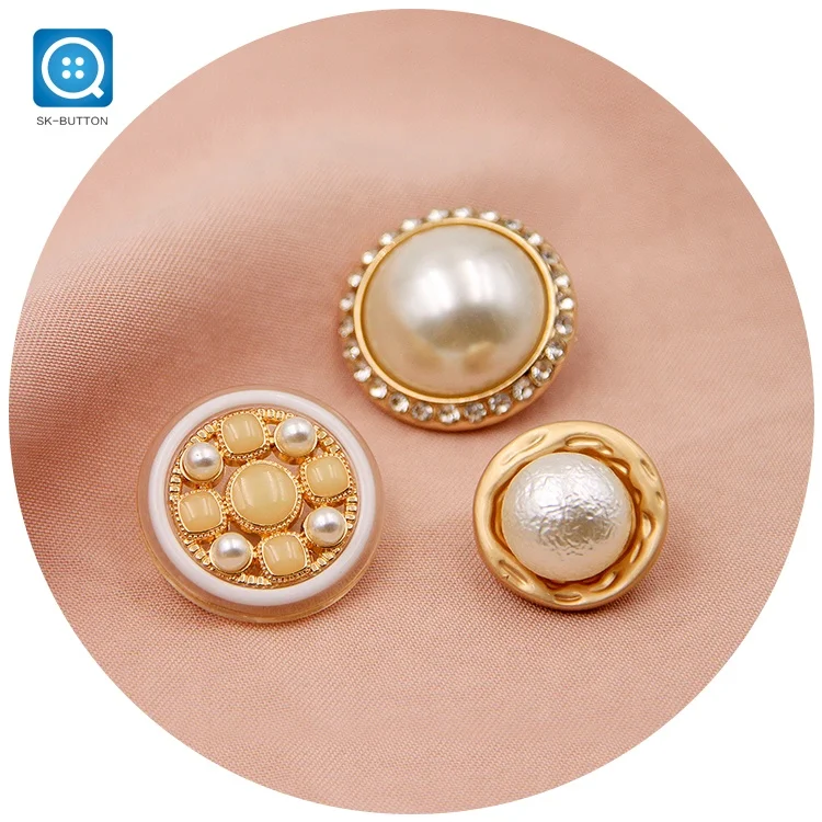 Пуговица для одежды SK из АБС-пластика с жемчужинами и стразами