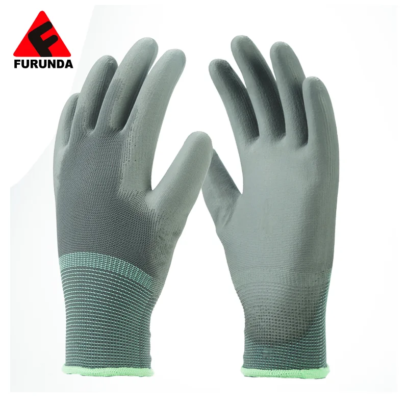 Pu coated glove working glove hand gloves for electronics factory