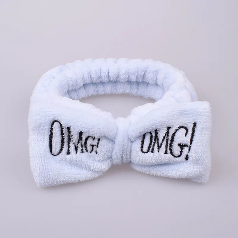 Lucky Girl Wholesale Omg Printed Knitted Embroidery Designer Famous Brand Skincare Spa Yoga Sports Coral Fleece Headband