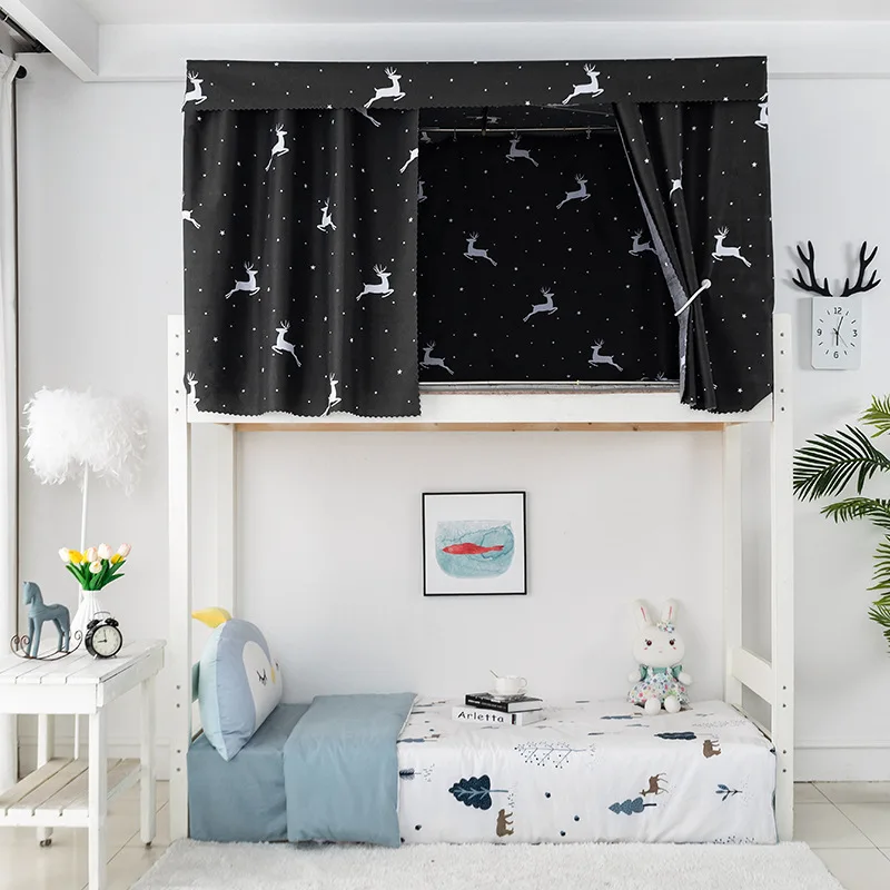 digital printing 100% shading one side upper cover mosquito 1.2/1.5m height single bed curtain loft bed curtain bed canopy