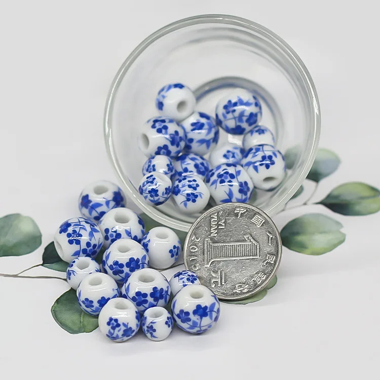 6-12mm Ceramic Beads DIY/Handmade Exquisite Ceramic Blue And White Ceramic National Style Beads for Jewelry Making