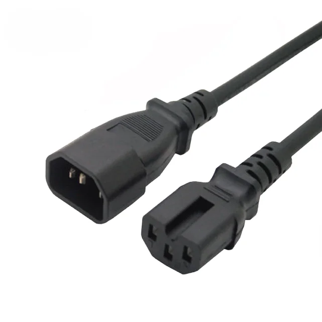 PVC 1m (3ft) 2M 3M Extension Power Cord, C14 to C13/C15, 10A 125V, 18AWG, Computer Extension Power Cord