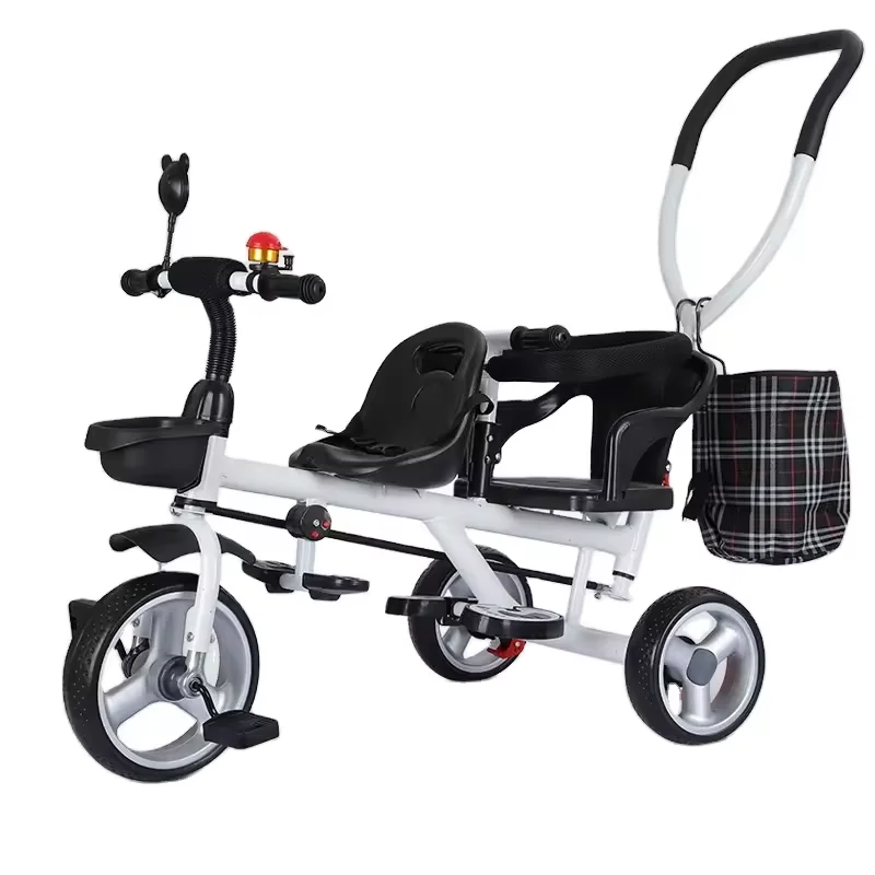 Factory kids toy tricycle for twins cheap kids double seat tricycle with pedals ride on car