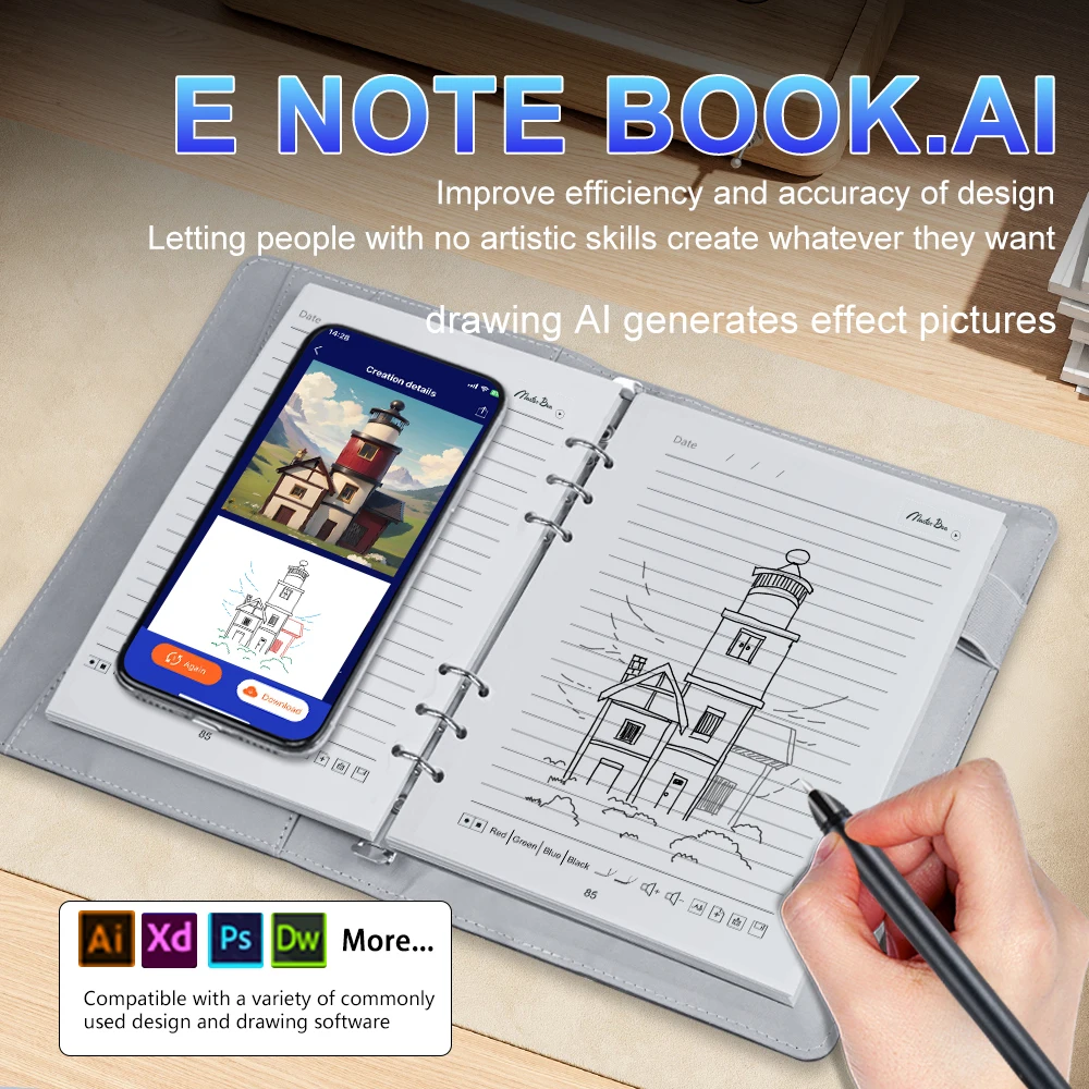 AI Sync Notebook Voice Sketch book AI Handwriting Notebook Cloud Pen Sound Recording Of Meetings Smart Notebook With Charging