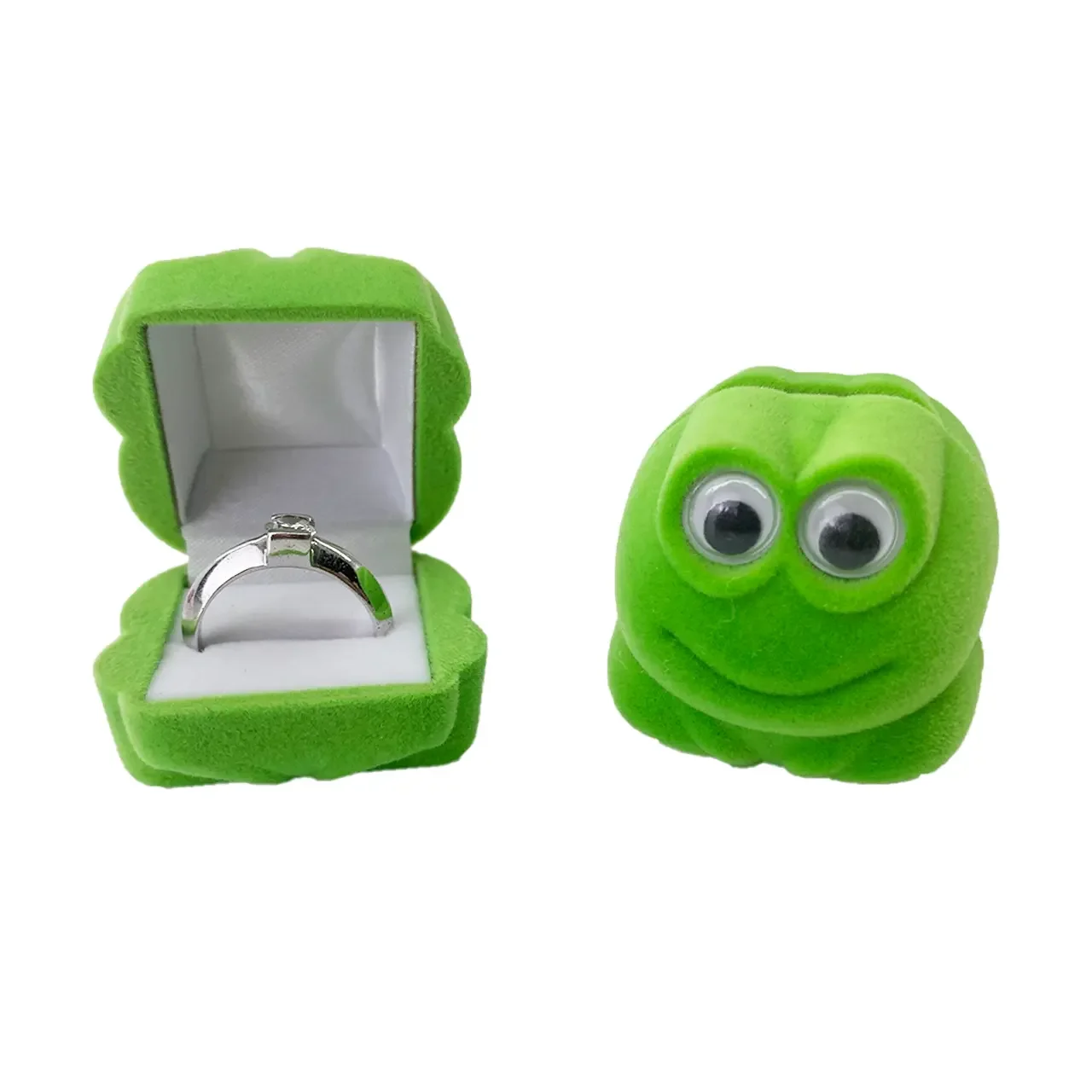 Cartoon Pink High Quality Velvet Jewelry Box Gift Packaging Rings Green Cartoon Frog Jewellery Boxes Packing For boys and girls