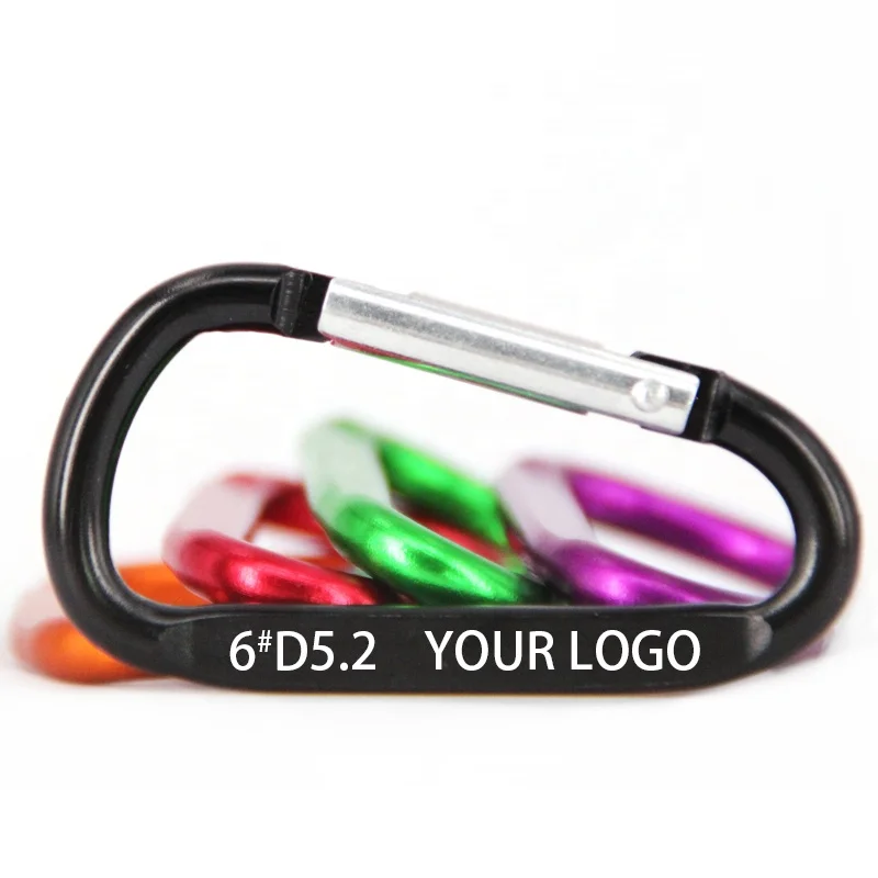 baichao 6# D SHAPED 5.2 60mm*31mm*5.2mm  flat promotional keychains lightweight carabiner Metal hook clip Customizable logo
