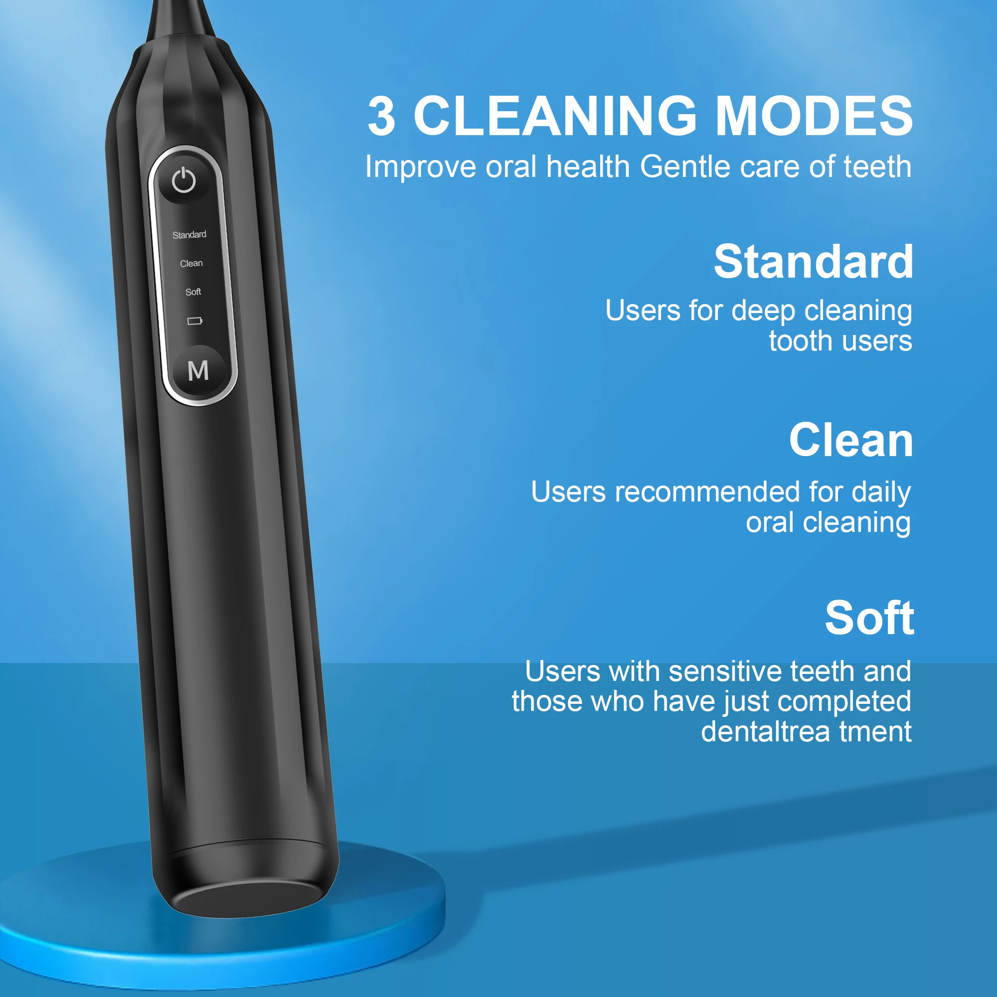 Sonic Vibration Toothbrush Electric Multi-Function Rechargeable Toothbrush IPX7 Waterproof Toothbrush