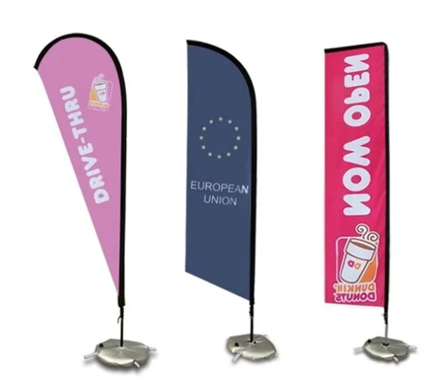 Outdoor Advertising Custom Logo Design Printed Beach Feather Flying Teardrop Flag And Banner